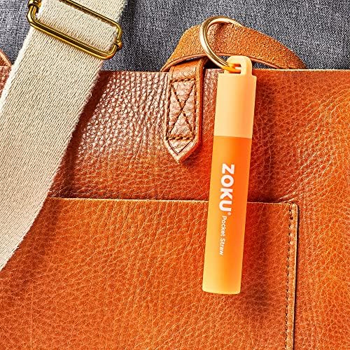 Zoku Reusable Metal Straw with Case, Collapsible Travel Straw - Orange - Image 5