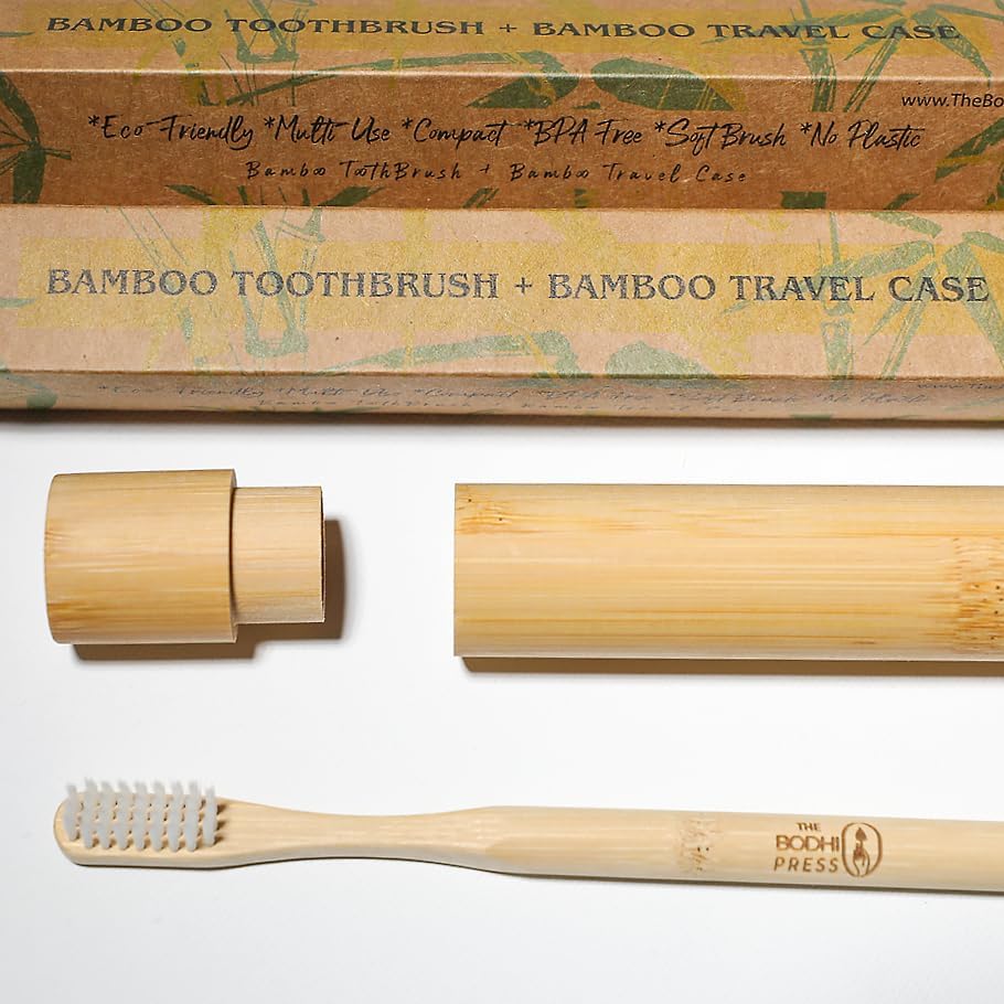 Bamboo Toothbrush & Travel Case Set – Eco-Friendly Oral Care with Soft Bristles – Sustainable & Portable Dental Hygiene Kit 2 Pack (4) - Image 3