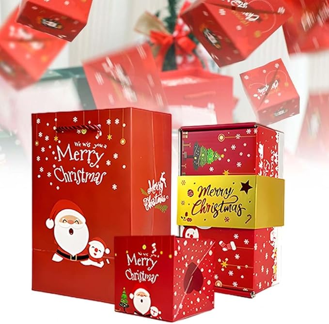 Surprise Gift Box Explosion for Money, New Christmas Surprise Gift Box Unique Folding Bouncing Red Envelope Gift Boxs, Christmas Money Boxs for Birthday Anniversary (10Pcs Red)