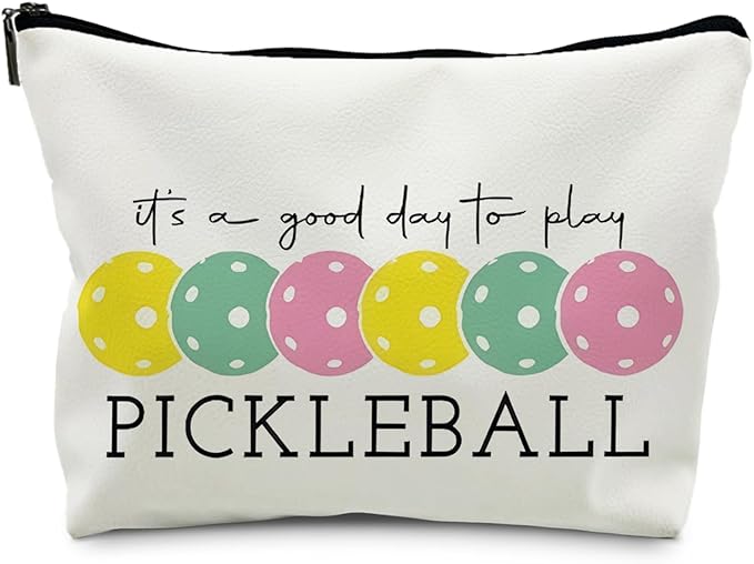 Pickleball Gifts for Women, Colorful Pickleball Makeup Bag for Women, It's a Good Day to Play Pickleball Cosmetic Bag Toiletry Bag, Gifts for Pickleball Lovers, Pickleball Stuff(PU)