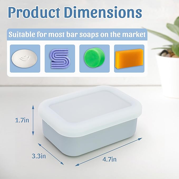 OZNER Leak Proof Travel Soap Container (Gray) - Silicone Soap Case with Drainage Pad, Compact Shatterproof Dish for Travel, Camping, Gym, Dorm, Bathroom Organizer