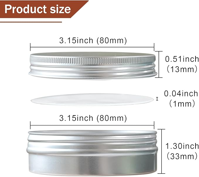 4 oz Tins with Lids, 24 Pack 4oz Tins Wide Mouth Aluminum Tin Cans, Durable Salve Containers Round Metal Tin with Lid and Labels for Spices, Candles or Salve(Silver)
