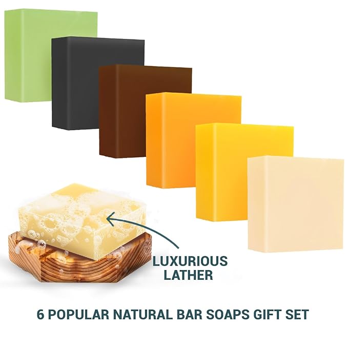 Rinse & Robust Mens Bar Soap Gift Set, 6Pcs Natural Handmade Cold Process Soap Bar with Premium Essential Oils, Cleansing Bar Soap for Men, All Skin Types | 6 Scents | 5.3 oz Each