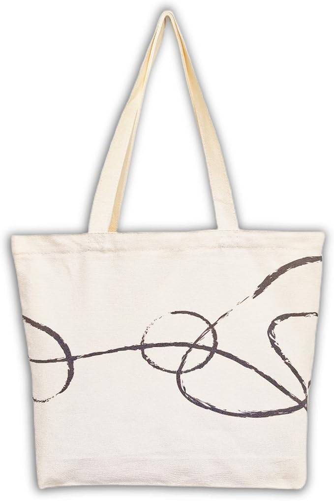 Canvas Tote Bag, Pockets, Zipper, Durable, Lightweight, Cotton Shopping Cloth Bag, Gifts