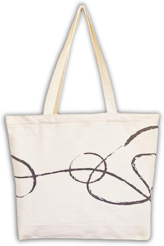 Canvas Tote Bag, Pockets, Zipper, Durable, Lightweight, Cotton Shopping Cloth Bag, Gifts