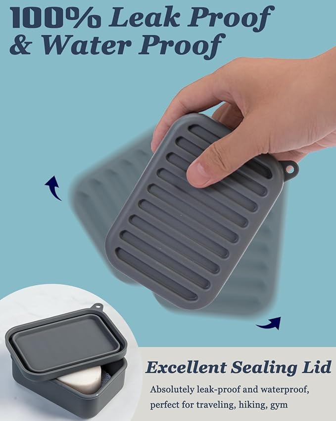 Superior Leak-Proof Silicone Travel Soap Case, Portable Soap Container with Draining Layer, Durable Soap Box, Shatter-Proof Soap Holder for Bathroom, Gym, Travel Size Toiletry (Off White)