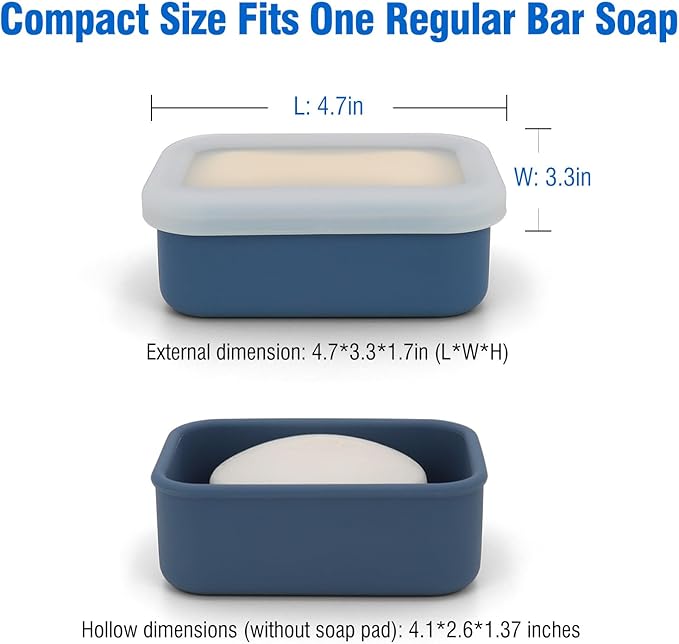 Compact Leakproof Travel Soap Case, Shatterproof Silicone Travel Soap Container with Draining Pad, Great for Outdoor, Camping, Gym (Off-White)