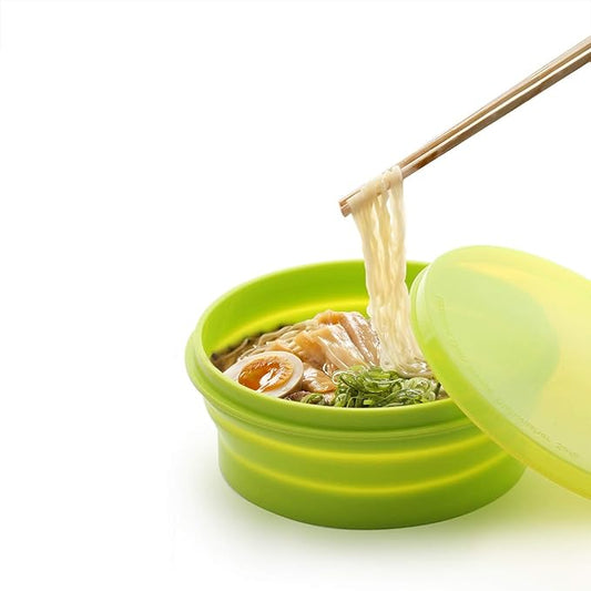 IYYI ME.FAM Silicone Collapsible Bowl with Lid - 800ML Folding Travel Bowl for Camping, Hiking - Heat Resistant