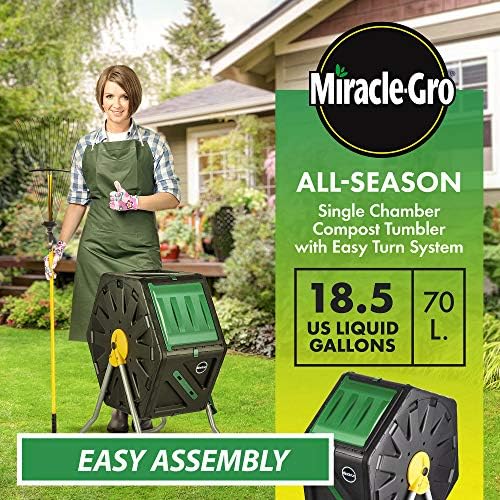 Miracle-Gro Compost Tumbler Single Chamber – Easy-Turn Composter Tumbler Outdoor for Fast Composting – Heavy-Duty Composting Bin with 1 Sliding Door (18.5 Gallon / 70 Liter) - Image 3