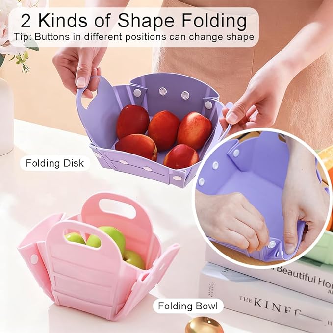 Collapsible Camping Bowl,Silicone Bowl Portable Camping Tableware,Free Folding Plate with Handle,Space Saving Camping Essentials Outdoor,RV,2 Pieces