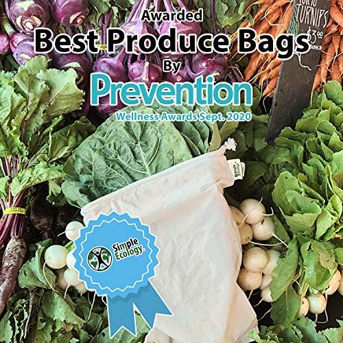 Simple Ecology Reusable Grocery Produce Shopping and Storage Bags, Organic Cotton Muslin, Medium 3 pack - Image 2