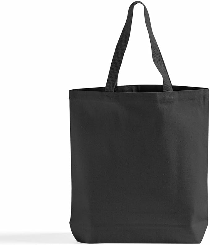 Premium Canvas Tote Bags – 12 Pack Reusable Shopping Bags with Shoulder Straps – Gusseted Totes for Daily Use