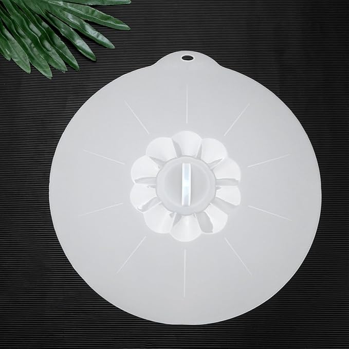 VALICLUD Food Grade Silicone Pan Lid Extra Large Round Suction Sealing Cover for Bowls and Plates Microwave Dishwasher Safe White Semi-transparent