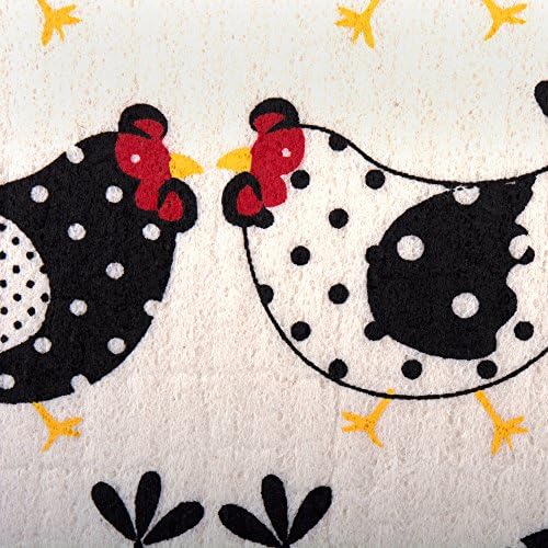 DII Swedish Dishcloths for Kitchen & Cleaning, Reusable, Machine Washable & Dishwasher Safe, Biodegradable, 7.75 x 6.75, Chickens, 3 Piece - Image 3