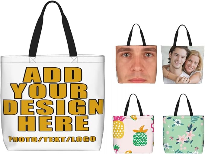 Custom Large Black Tote Bag With Pocket Extra Large Reusable Grocery Bags