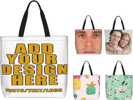 Custom Large Black Tote Bag With Pocket Extra Large Reusable Grocery Bags