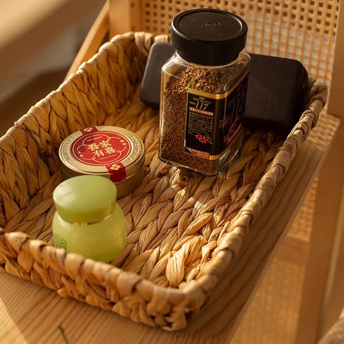 Fruit Tray, Grass Weaving Storage Bins for Fruit or Tea,Arts and Crafts. (RectangleC-1PC)