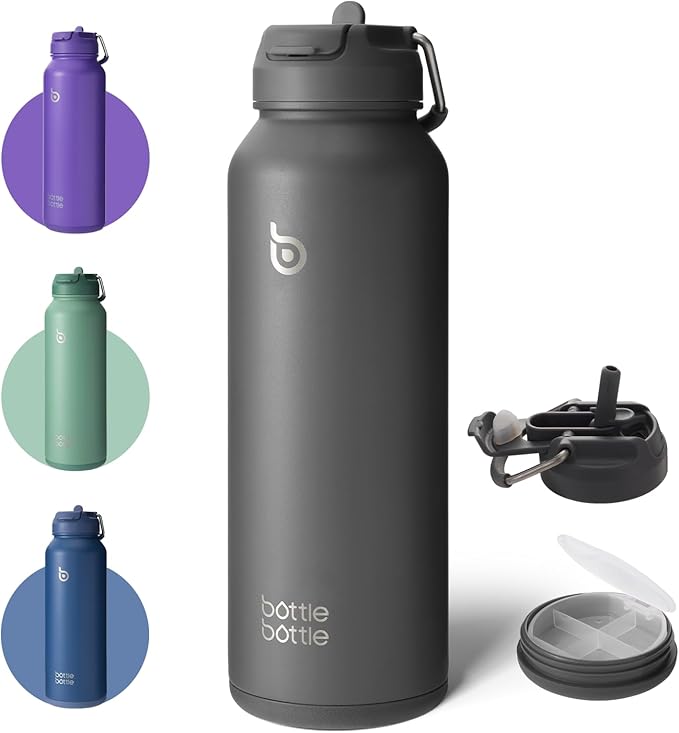 BOTTLE BOTTLE 40 oz sports water bottle stainless steel insulated water bottle with straw and pills holder