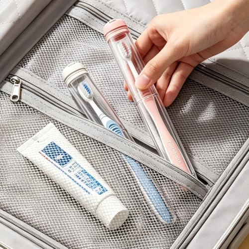 MOPMS Toothbrush Travel Case 2PK, Leak-proof Clear Holder by MOPMS