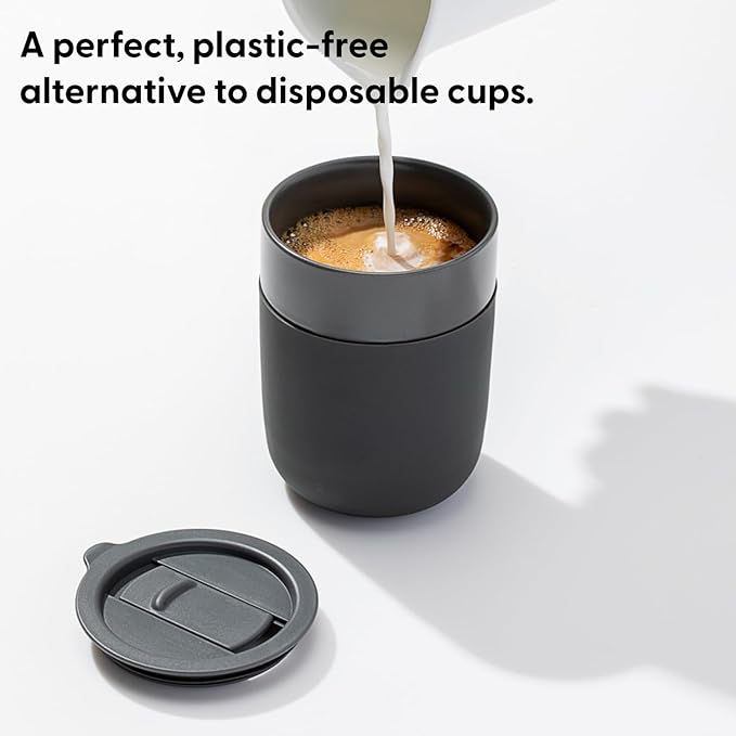 W&P Porter Ceramic Mug w/ Protective Silicone Sleeve, Terrazzo Blush 12 Ounces | On-the-Go | Reusable Cup for Coffee or Tea | Portable | Dishwasher Safe