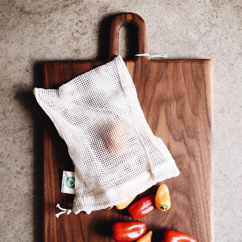 Reusable Garlic Storage Bags - Organic Cotton Garlic Mesh Bags with Drawstring - Washable Garlic Holder Storage - Net Garlic Keeper Sacks - Onion Potato Storage Bags - Root Vegetable Sacks (3 Large) - Image 4