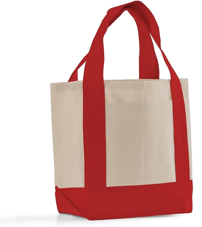 12 Pack Mini Iconic Canvas Shopping Bags with Gusset – Reusable Eco-Friendly Tote Bags with Handles
