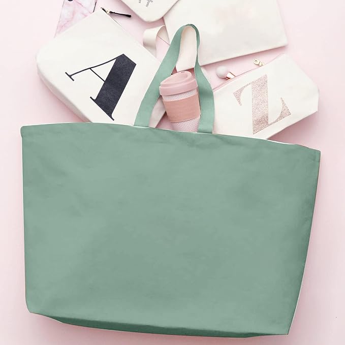Large Canvas Tote Bag-Extra Big Shopping Beach Totes Bags Reusable Largest Grocery Plain Solid Bag 28"x8"x16"