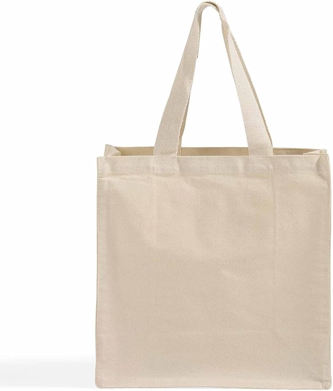 Ultimate Canvas Shopper Tote Bag – 12 Pcs Open Top Canvas Bags with Handles – Multipurpose Tote Bag for Everyday Use