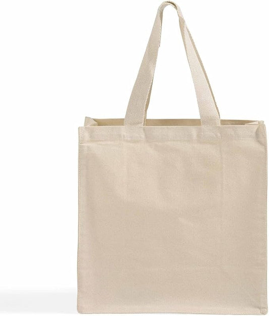 Ultimate Canvas Shopper Tote Bag – 12 Pcs Open Top Canvas Bags with Handles – Multipurpose Tote Bag for Everyday Use