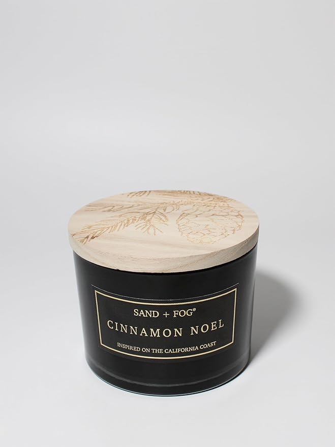 Sand + Fog Scented Candle - Cinnamon Noel– Additional Scents and Sizes – 100% Cotton Lead-Free Wick - Luxury Air Freshening Jar Candles - Perfect Home Decor – 12oz