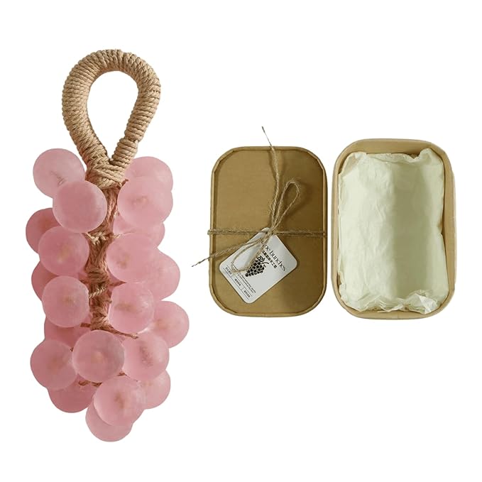 Grape Soap, Handmade Grape Soap on a Rope, Crystal Grapes Shaped with Natural Ingredients, Christmas Decorative Hand Soaps for Washing Hands & Fresh Air, Gift Choice for Women Men (Peach A)