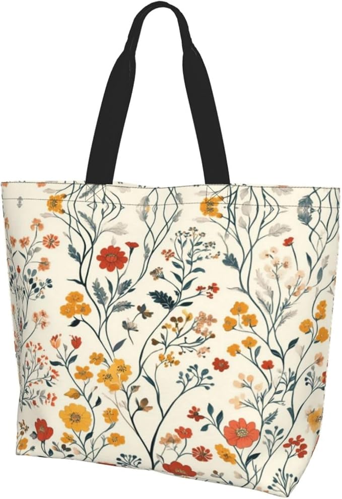 Tote Bag Shoulder Bags for Women Grocery Shopping Bag Reusable Bags Boho-Red Paisley 1