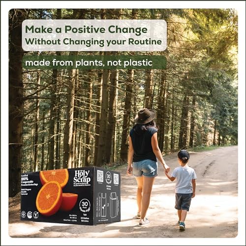 Extra Large Compostable Trash Bags - 13 Gallon, 30 Pack | Plastic-Free & Decomposing Tall Kitchen Garbage Bags & Liners with Easy-Tie Handles | Thick Bin Bags for Green & Food Waste - Image 6