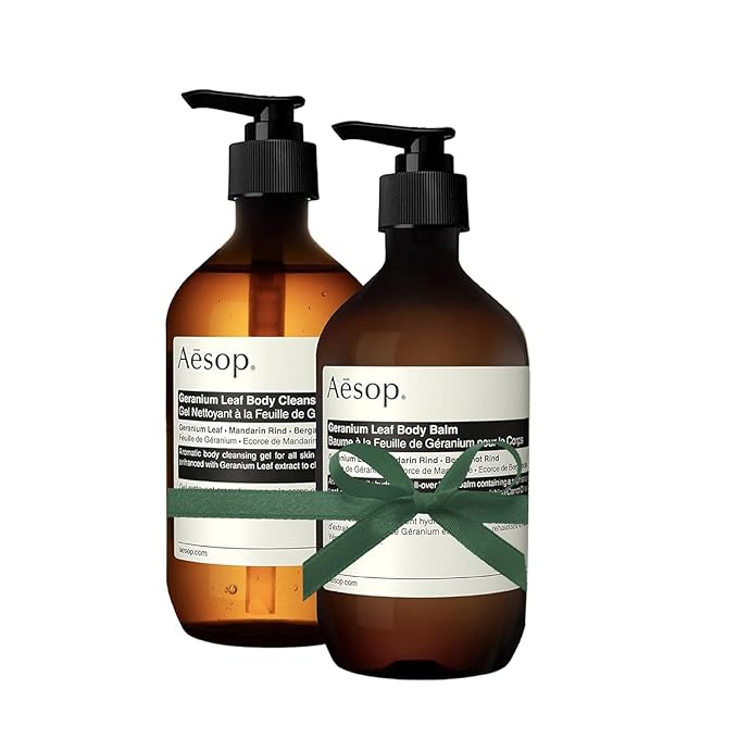 Aesop Geranium Leaf Body Cleanser & Balm Set | Green, Citrus Fresh Duo to Cleanse and Hydrate Skin | Geranium Leaf, Mandarin Rind, Bergamot Rind | 16.9 oz + 16.5 oz
