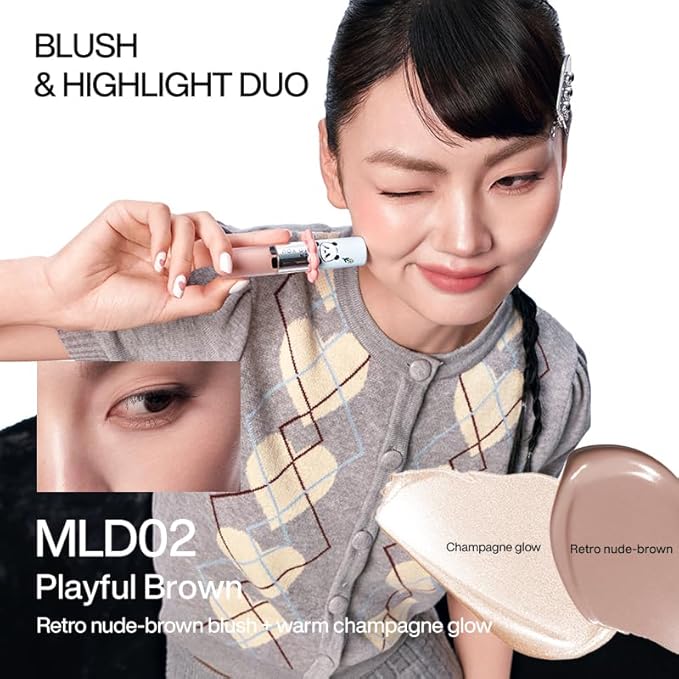 INTO YOU x M.Lan Panda The Color Mixer Set Limited Edition - 7 pieces Makeup Box Sets, Matte Lipstick + Canned Lip Mud + Blush & Highlight Duo + Cushion Foundation + Gift Bundle, M02 Set