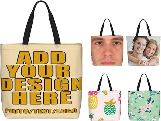 Custom Large Black Tote Bag With Pocket Extra Large Reusable Grocery Bags