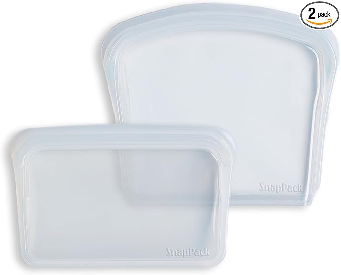MODERN-X SnapPack Premium Silicone Reusable Storage Bags, 2-Pack, Multi | Multi-Use Reusable Bags, Lunch Bag, Travel Containers | BPA Free, Leak-free, Dishwasher-Safe, Eco-friendly