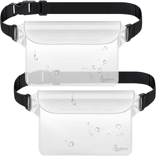 Waterproof Fanny Pack with Triple Zip Lock, Submersible Up to 32FT Dry Bag Pouch, Touchscreen Phone Case for Beach, Cruise, Swimming & Kayaking Essentials