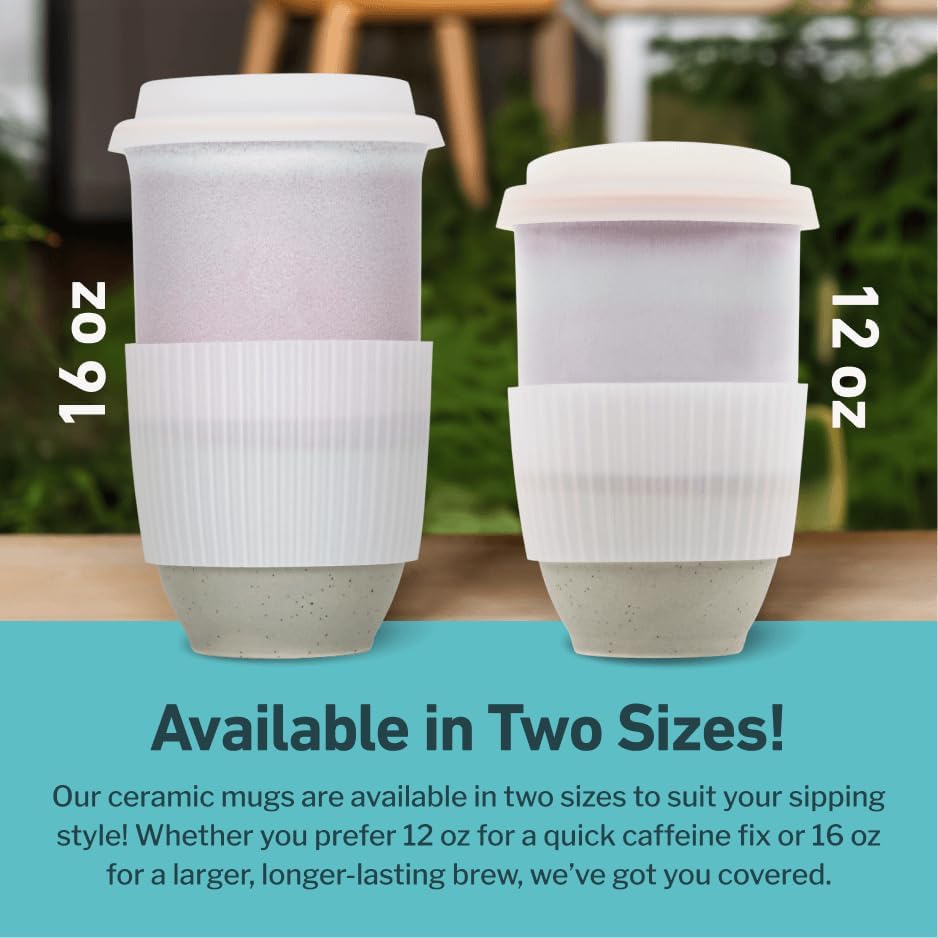 NOVA CERAMICS Coffee Travel Mug – Reusable To Go Mug – Microwave & Dishwasher Safe White & Purple Tumbler - Gifts For Women Men Him Her – 16oz – Horizon - Image 5