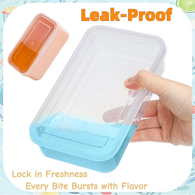 4 Set Snack Containers with 3 Compartments, Small Reusable Bento Box Lunch Container with Leak-proof Lids, Mini Removable Divided Meal Prep Box for Work Travel in Compact Size, Microwave Safe