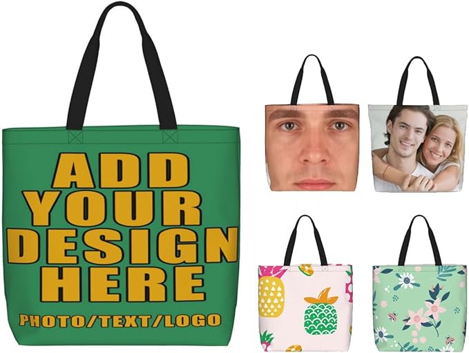 Custom Large Black Tote Bag With Pocket Extra Large Reusable Grocery Bags