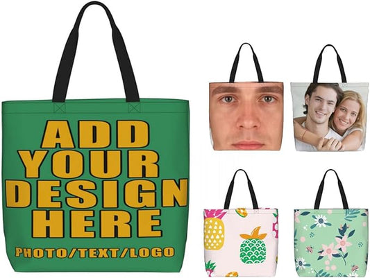 Custom Large Black Tote Bag With Pocket Extra Large Reusable Grocery Bags