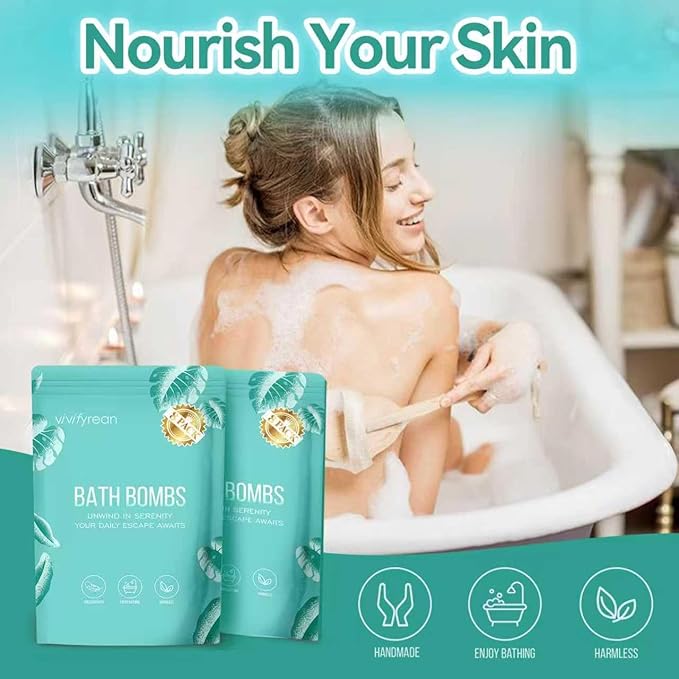 Bath Bombs for Women Gift Set, 8 Organic Bath Bombs Christmas Stocking Stuffers, Birthday Gift for Adults, Women, Relaxation Home SPA Bubble Bath, Self Care for Wife, Mother, Girlfriend