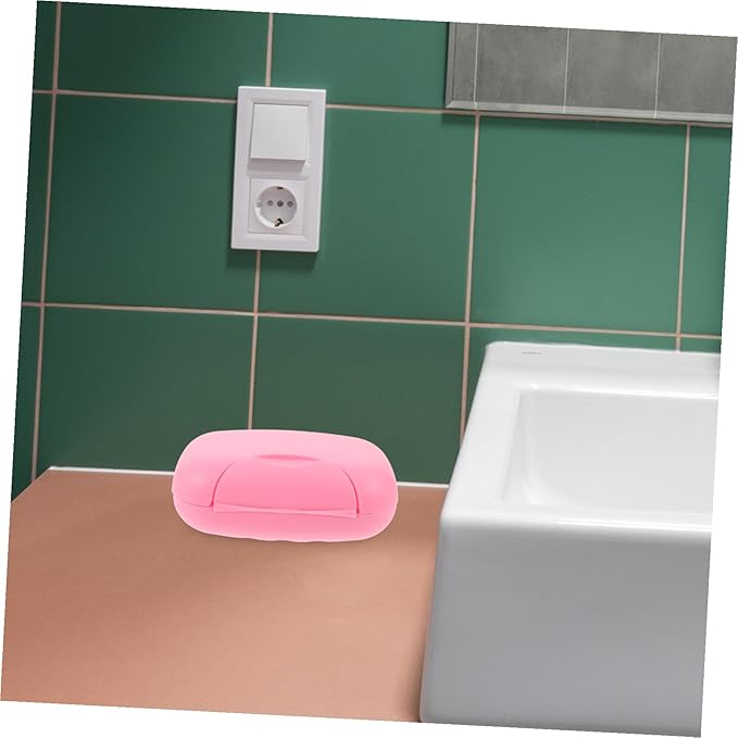 DOITOOL Portable Soap Dish Container Large Pink with Lock Leakproof PP Plastic Travel Soap Case for Camping Hiking Bathroom Organizer