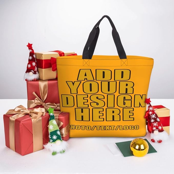 Custom Large Black Tote Bag With Pocket Extra Large Reusable Grocery Bags