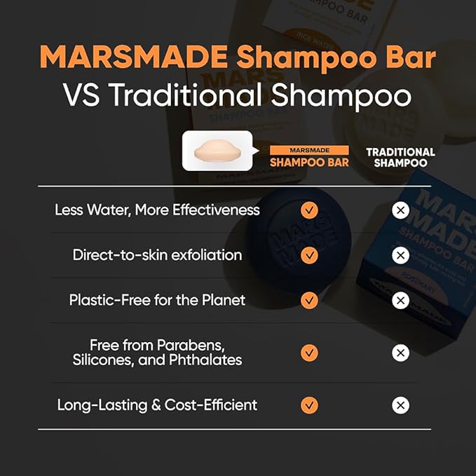 Marsmade Castor Oil Shampoo Bar Hydrating & Moisturizing Natural Hair Soap for Bathing, Hair Growth & Scalp Nourishment, Solid Shampoo for All Hair Types (120g, 4.23 oz)