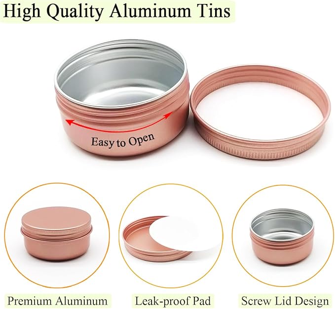 10pcs 80ml Aluminum Tin Jar, 80g Refillable Makeup Container, 80 Gram Screw Lid Round Can Sample Pot Travel for Cosmetic DIY Handmade Lip Balm Cream Salve Bead Toner Candle Paint, Matt-Pink