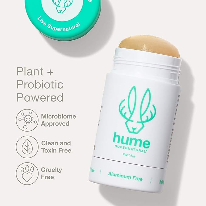 Hume Supernatural Aluminum Free Deodorant for Women & Men - Probiotic and Plant-Based, Long-Lasting Moisture Absorbing - Clean and Effective (Desert Bloom, After Rain & Wild Coral)