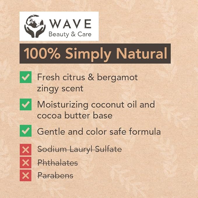 Wave Shampoo Bar & Conditioner Bar Set Fresh Citrus Vegan Sulfate Free USA Handmade Moisturizing Solid Bars for All Hair Types Good for Travel Long Lasting 120 Uses Citrus Shampoo and Conditioner Bar