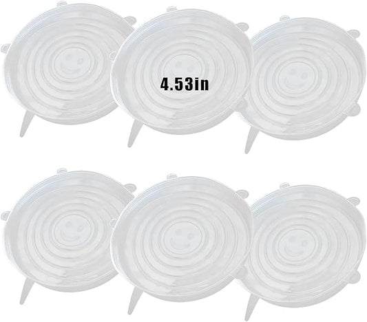 6 Pcs Silicone Stretch Lids Reusable and Durable Silicone Container Covers for Food Storage Expandable Bowl Covers Dishwasher & Freezer Safe (4.53in)